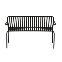 Banc minimaliste en métal KINIO - Noir, Beige