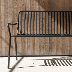 Banc minimaliste en métal KINIO - Noir, Beige
