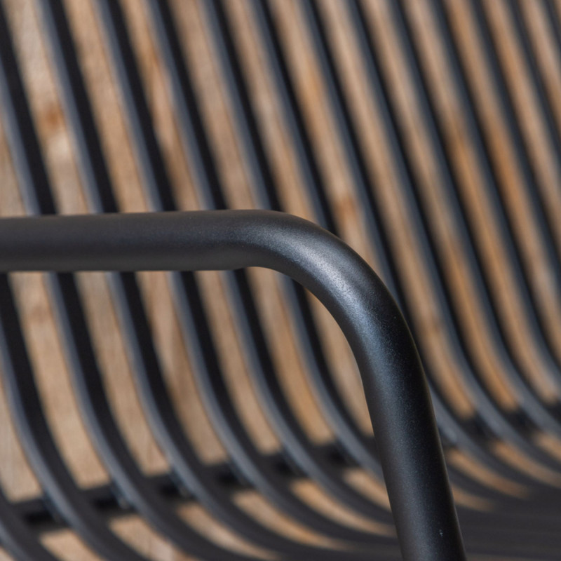 Banc minimaliste en métal KINIO - Noir, Beige