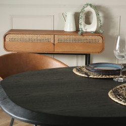 Table à manger contemporaine 220x100cm en bois noir RAJJA