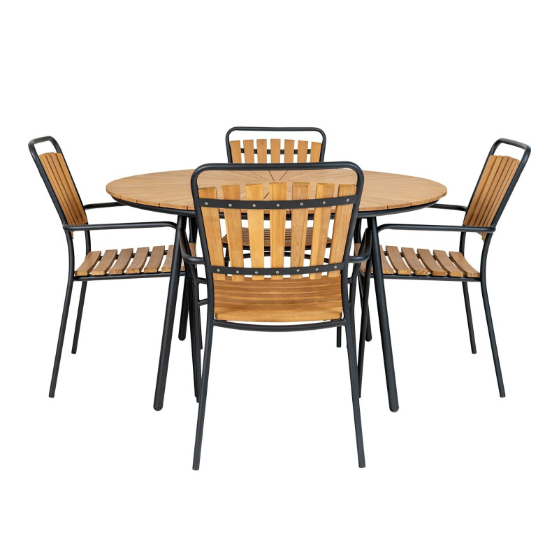 Table de Jardin Ronde 130 cm en Bois de Teck CLEVIA
