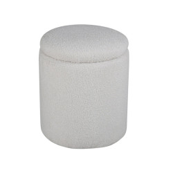 Pouf en tissu bouclé blanc LIPYA