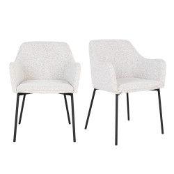 Lot de 2 chaises moderne en tissu bouclé blanche MELYA