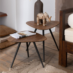 Set de 2 tables d'appoints triangulaire en bois NARAM - Minimaliste