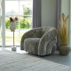 Fauteuil design en tissu bouclé taupe VANYA
