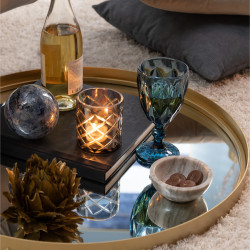 Miroir rond 60cm contour métal doré TIARA