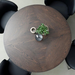 Table à manger ronde en chêne et métal noir MESA - Moderne et Design