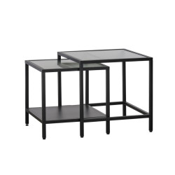 Set de 2 tables d'appoint en métal et verre cannelé JALYA - Industriel