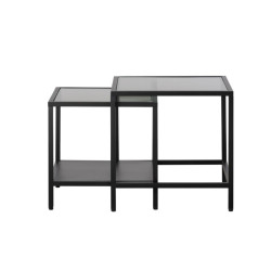 Set de 2 tables d'appoint en métal et verre cannelé JALYA - Industriel