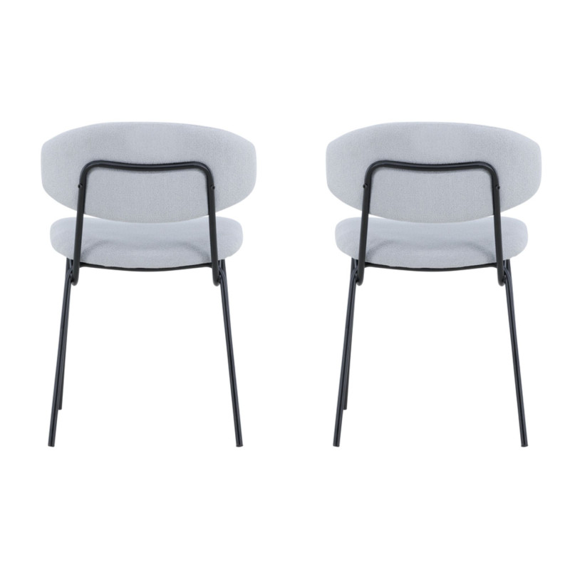 Lot de 2 chaises en tissu gris style moderne KAZ