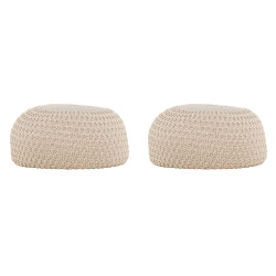 Lot de 2 poufs en tissu beige moderne LYM