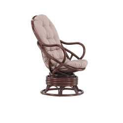 Fauteuil d'extérieur en rotin marron avec coussin TORI