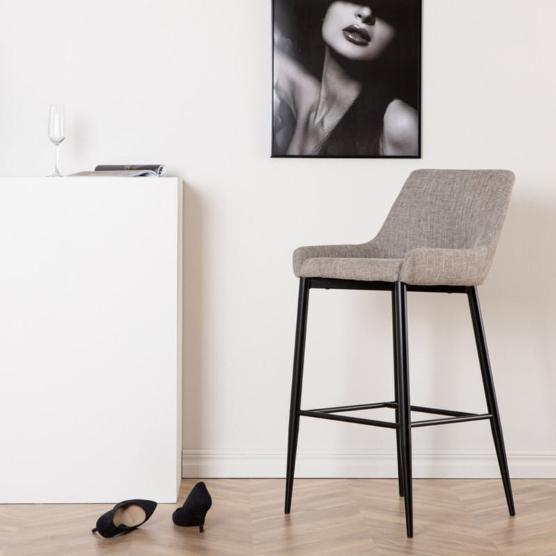 Lot de 2 tabourets confortables en tissu beige MERLIN