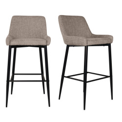 Lot de 2 tabourets confortables en tissu beige MERLIN