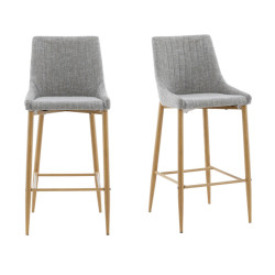 Lot de 2 tabourets avec dossier en tissu gris clair MERLIN