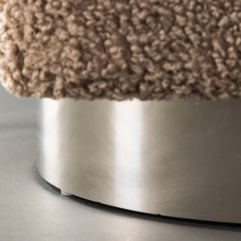 Pouf en tissu bouclé marron style contemporain AUGUSTIN